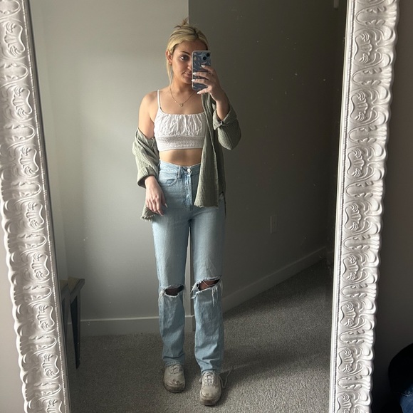 PacSun Eco Light Blue Distressed Dad Jeans - Picture 3 of 3